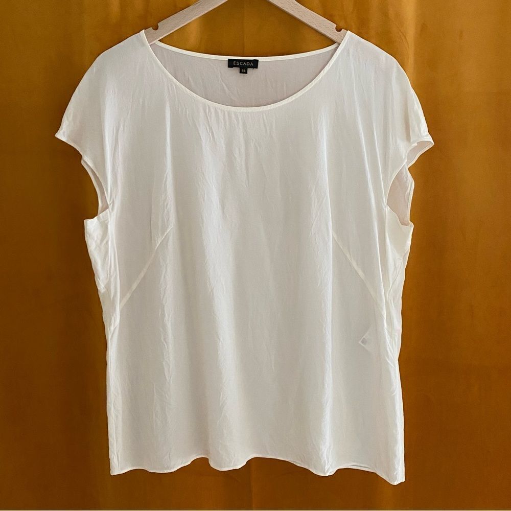 Escada Ivory Silk Semi-Sheer Top